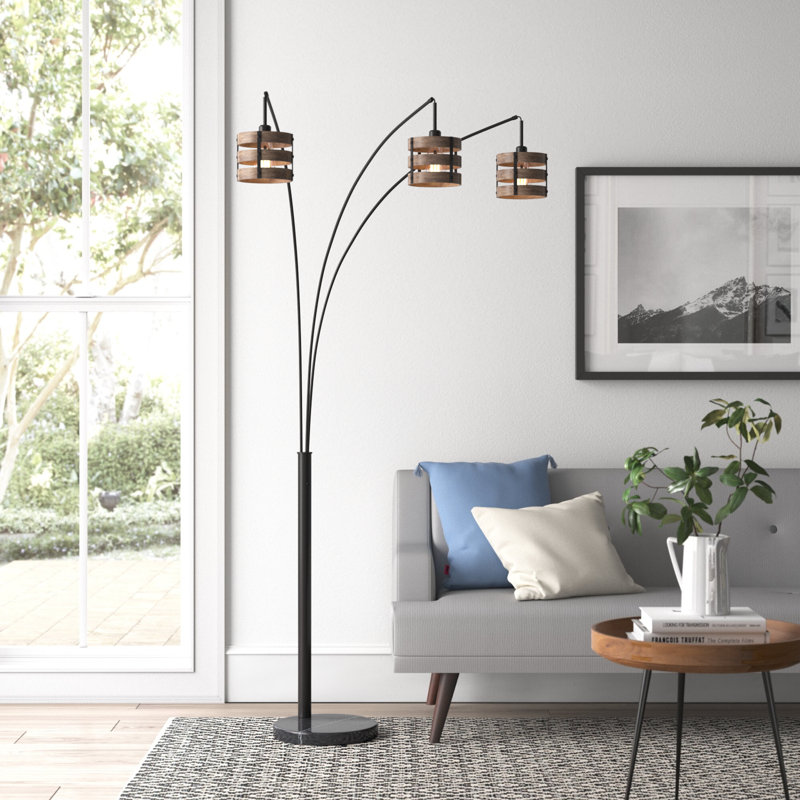 Lampe sur pied arquée 88 po Laisha, Argent antique, Argent antique
