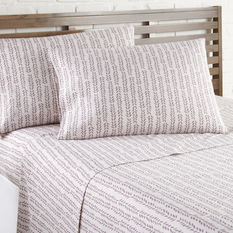 Ensemble de draps en microfibre Southshore, Drap pour lit simple TG + drap-housse + 1 taie d'o, Mauve blanc