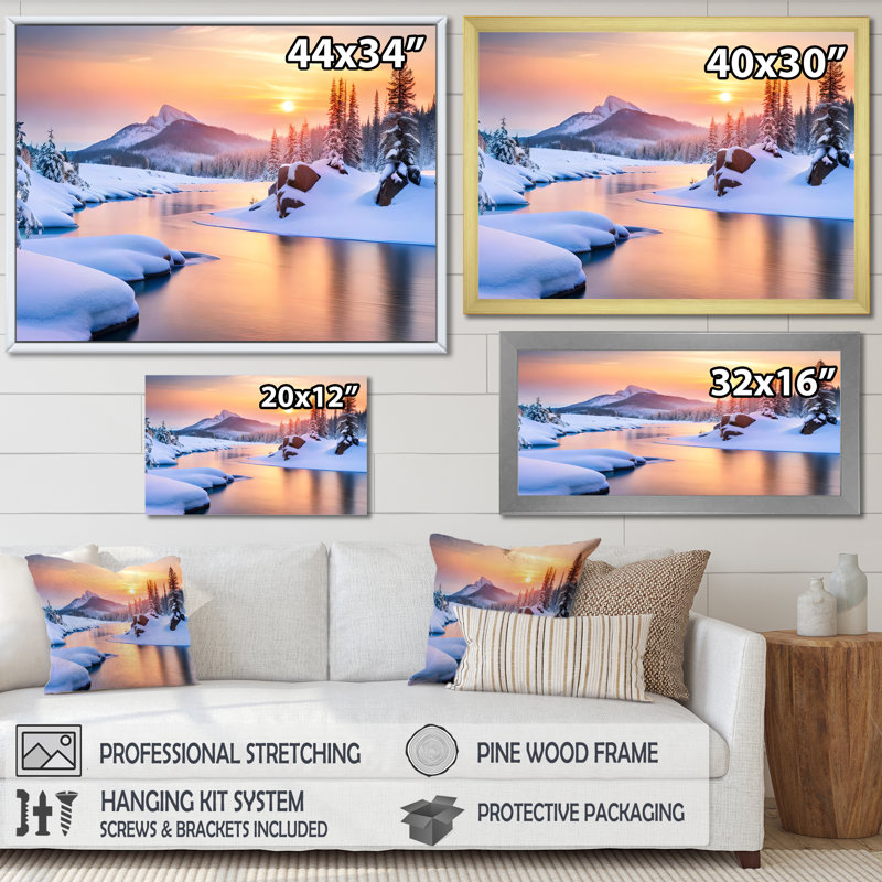 Hiver, beauté de l'Alaska IV, H 30 po x l 40 po x P 1,5 po, Cadre flottant noir