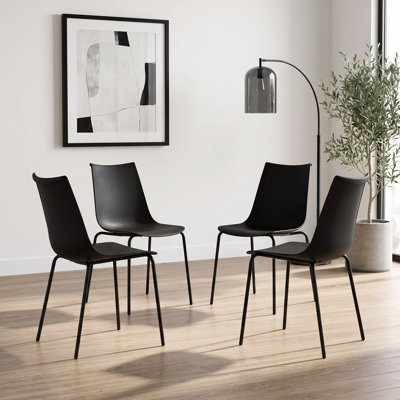Plastic Stackable Dining Chair with Metal Legs