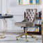 Chaise de bureau rembourrée en velours capitonnée avec base en métal doré-310461878