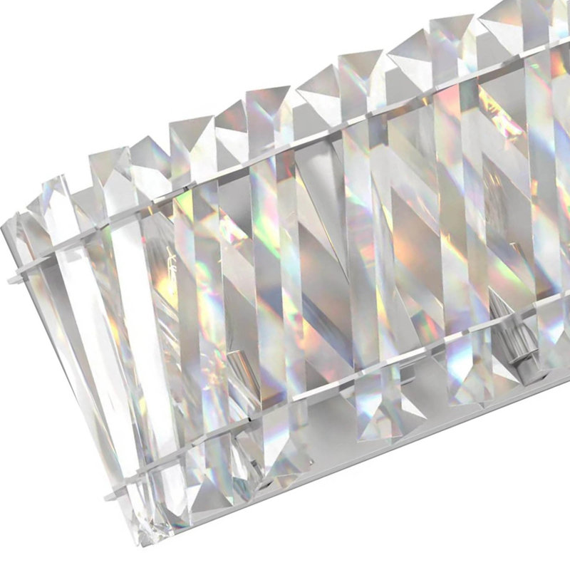 Applique murale de salle de bain à 4 lumières en nickel poli de 22 pouces avec abat-jour en cristal superposé, Nickel