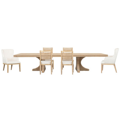 Extendable Trestle Dining Table With 4 Side Chairs And 2 Arm Chairs