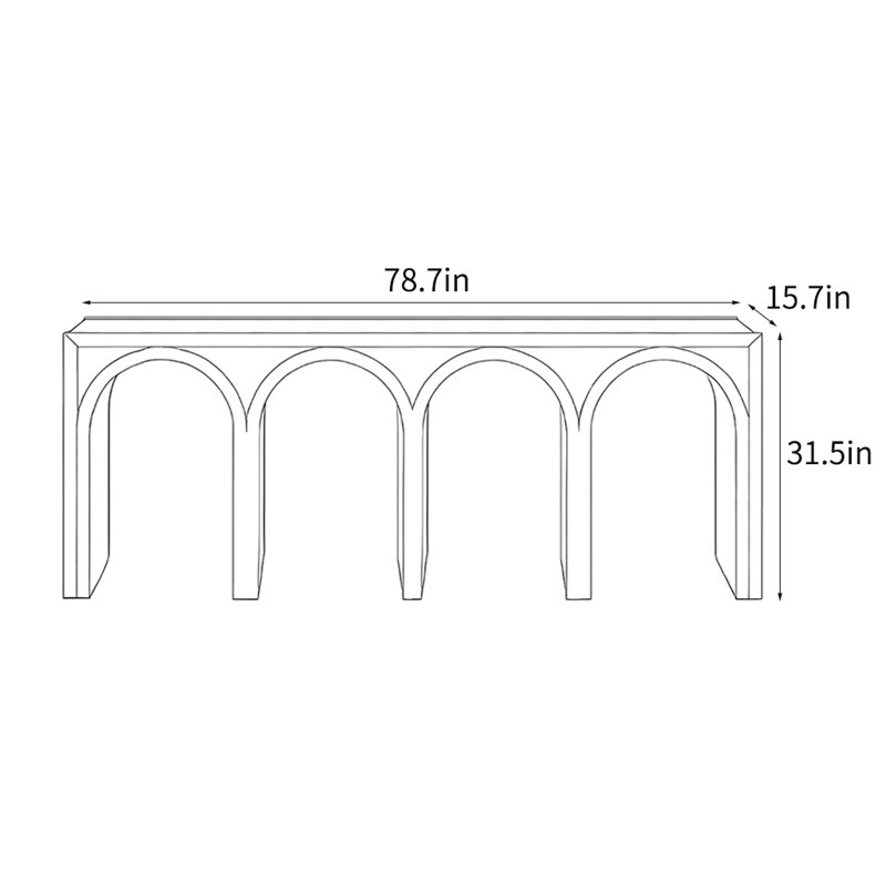 Console américaine, Bois naturel, H 31,5 po x l 78,7 po x P 15,7 po