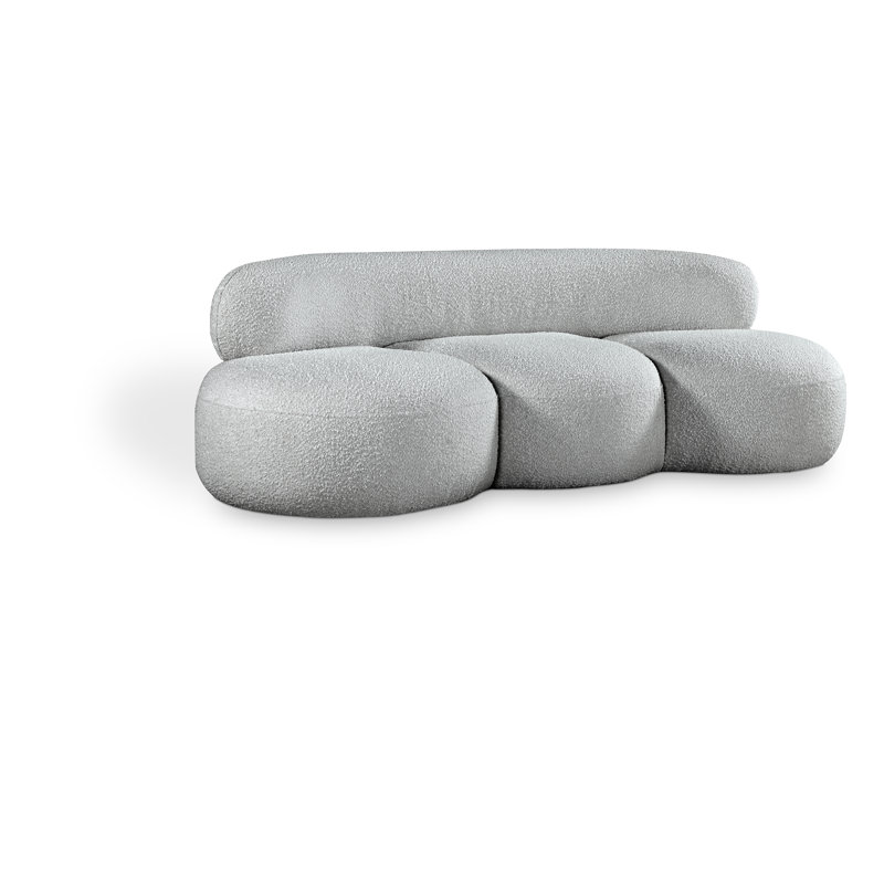Isia Upholstered 88.5'' Sofa, Grey Boucle Fabric