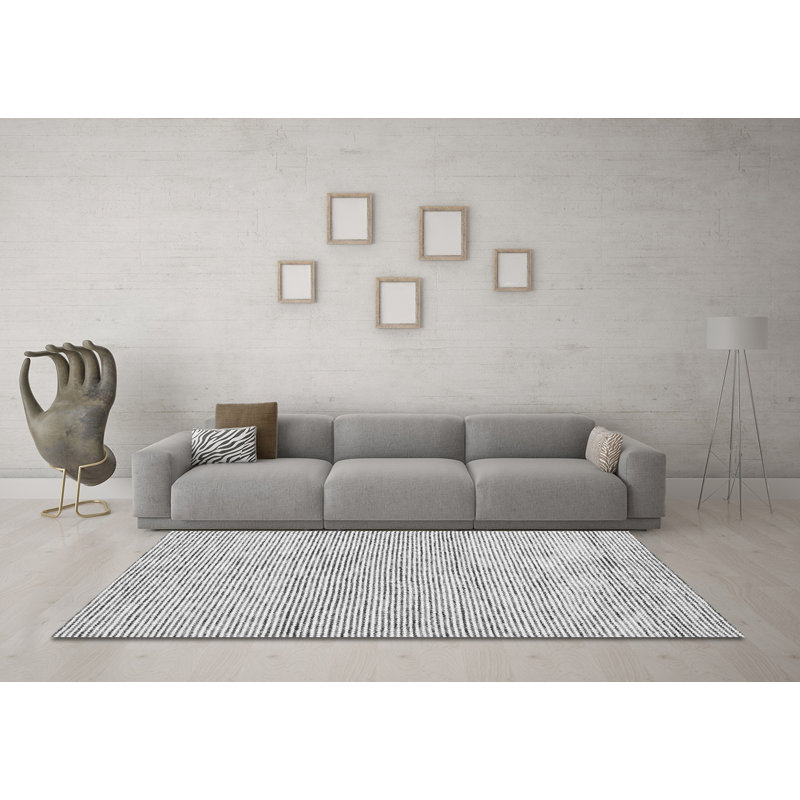 Tapis gris en chenille tissé à la machine Wilek, Carré de 6 pi