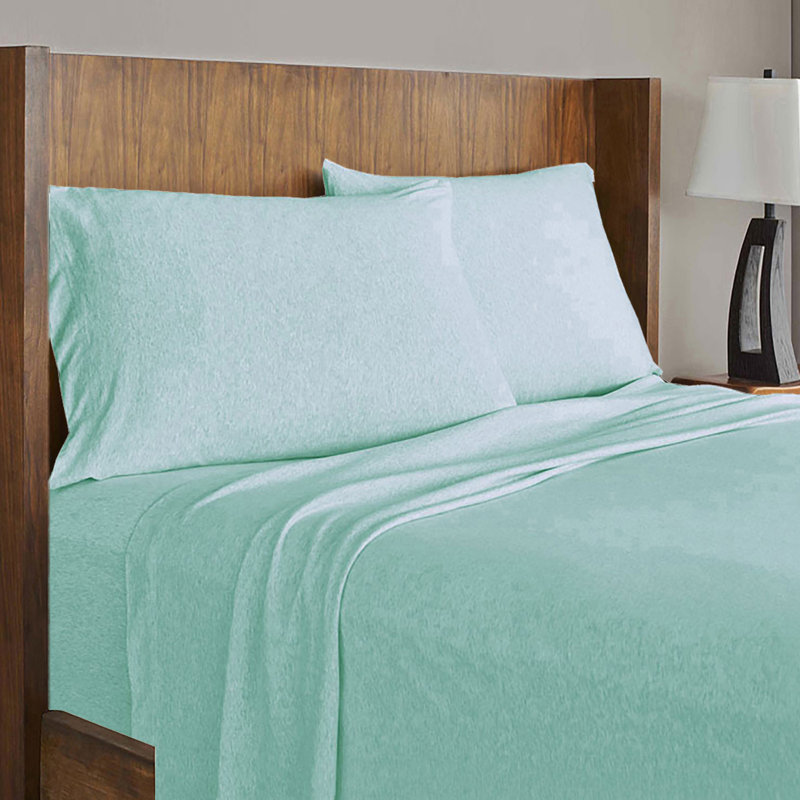 Queen Aqua Cotton Modal Jersey Knit Sheet Set
