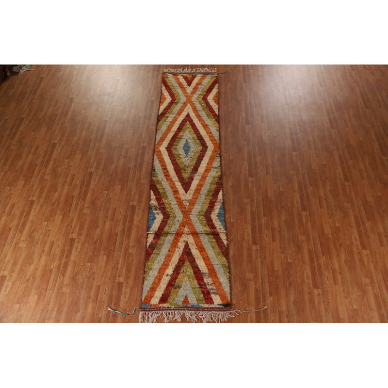 Tapis de couloir géométrique marocain fait à la main 3 x 13