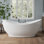 Baignoire autoportante 71 pouces avec massage à bulles d'air, baignoire en acrylique blanc brillant pour salle de bain