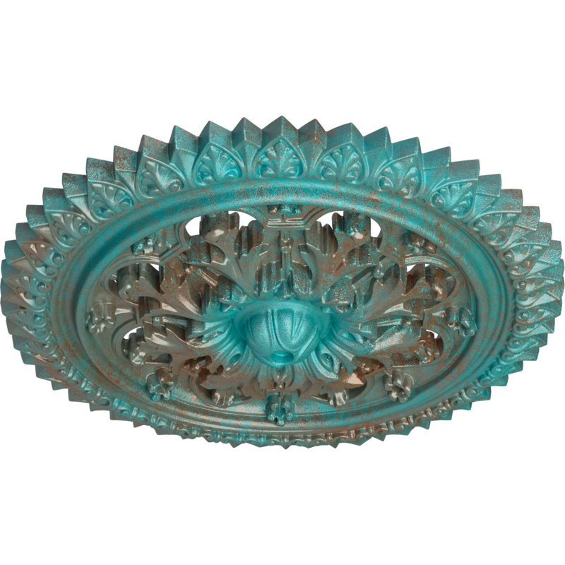 Médaillon de plafond de 21 21 pi 8 po x P 2 1/2 po York (convient aux auvents jusqu'à 3 5/8 po), Cuivre patiné de vert