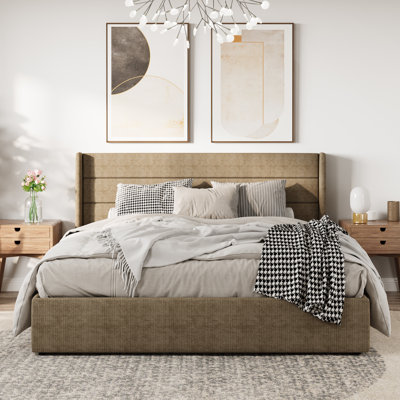 Braya Hydraulic Lift Up Storage Upholstered Platform Bed