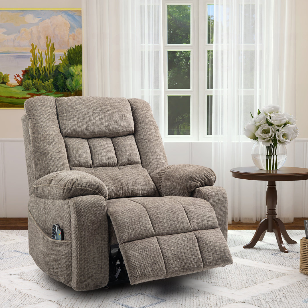 Muli 34.64"W High Back Recliner with Massage and Heat, Dual Motor, Lay Flat Latitude Run® Upholstery 