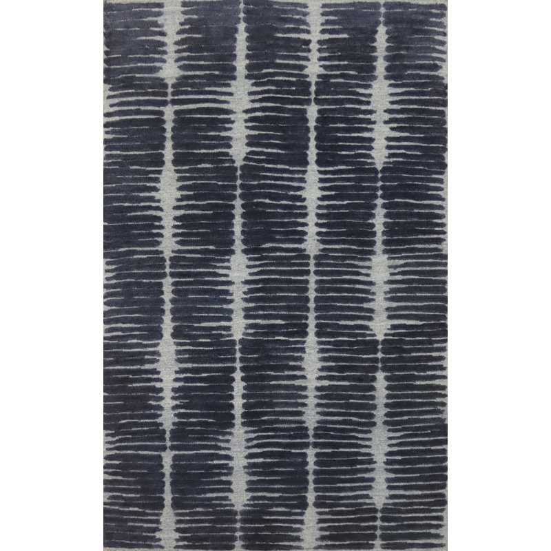 Tapis indien contemporain en laine 5 x 9