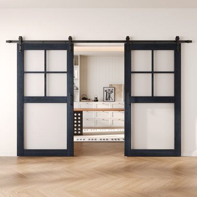 Portes de grange non assemblées et finies en verre givré de 26 po x 80 po à 5 lumières Homacer de 26 po x 80 po Homquer
