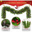 Ensemble de 4 pièces pré-éclairées pour décoration de Noël artificielle - arbre de Noël, guirlande, couronne et 2 arbres d'entrée avec lumières DEL