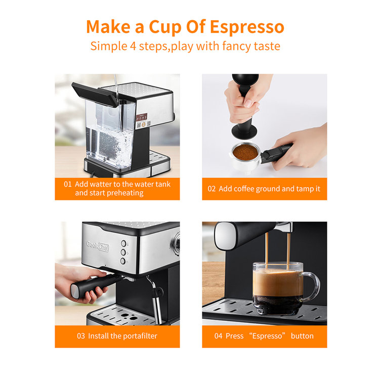Wamife Coffee Machine with Milk Frother