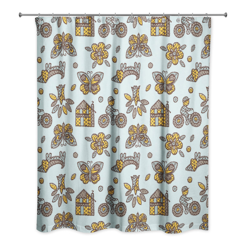 Hamman Shower Curtain, Blue/Yellow