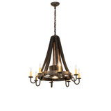 27" Wide Barrel Stave Madera 8 Light Chandelier