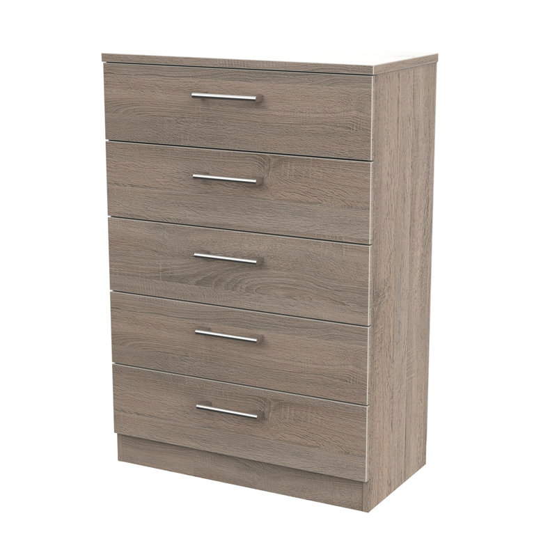 Fully Assembled Aliveya 5 - Drawer Chest of Drawers, Darkolino