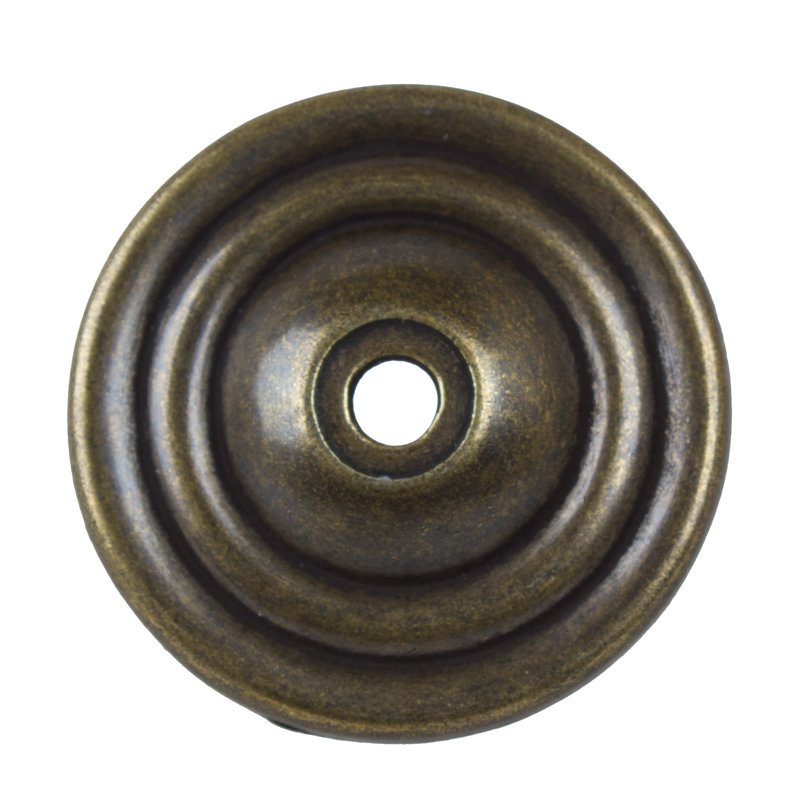 Contre-plaque ronde ronde à bouton d'armoire, Laiton antique