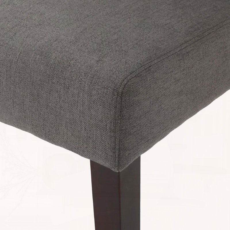 Chaise d'appoint capitonnée, salle à manger, tissu gris doux, ensemble de 2, haut dossier, pieds en bois de bouleau