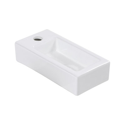 Lavabo de salle de bain mural rectangulaire en céramique 14,57X7,28 pouces avec trou de robinet simple