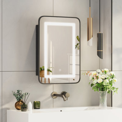 W H Wall Mounted Optional Frameless Medicine Cabinet Mirror 2 Fixed