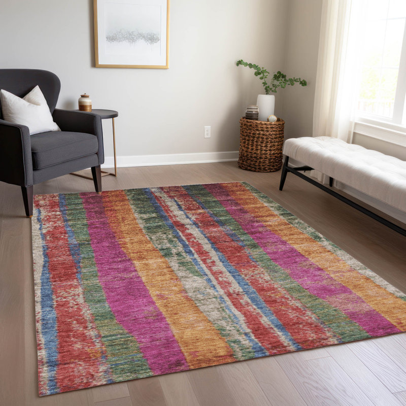 Tapis intérieur / extérieur lavable à la machine Xhevrie, Rectangulaire 3 pi x 5 pi