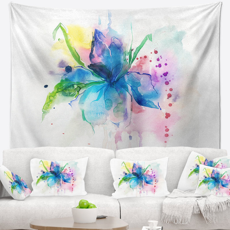 Tapisserie d’art à motif aquarelle animal iris, H 50 po x l 60 po