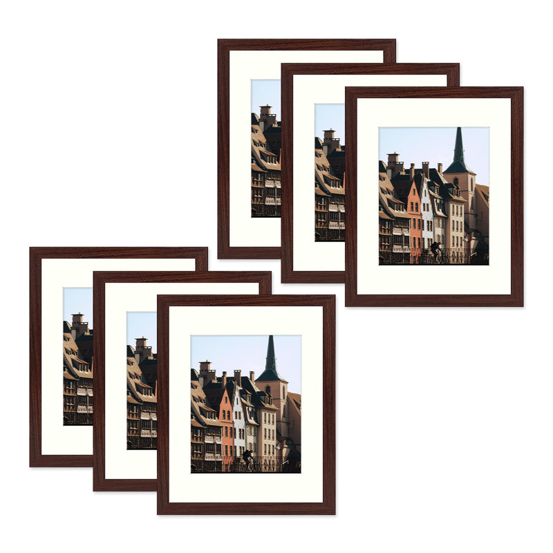 Ensemble de cadres muraux avec plexiglas Dreketi, Noyer, 11 po x 14 po emmêlé à 8 po x 10 po