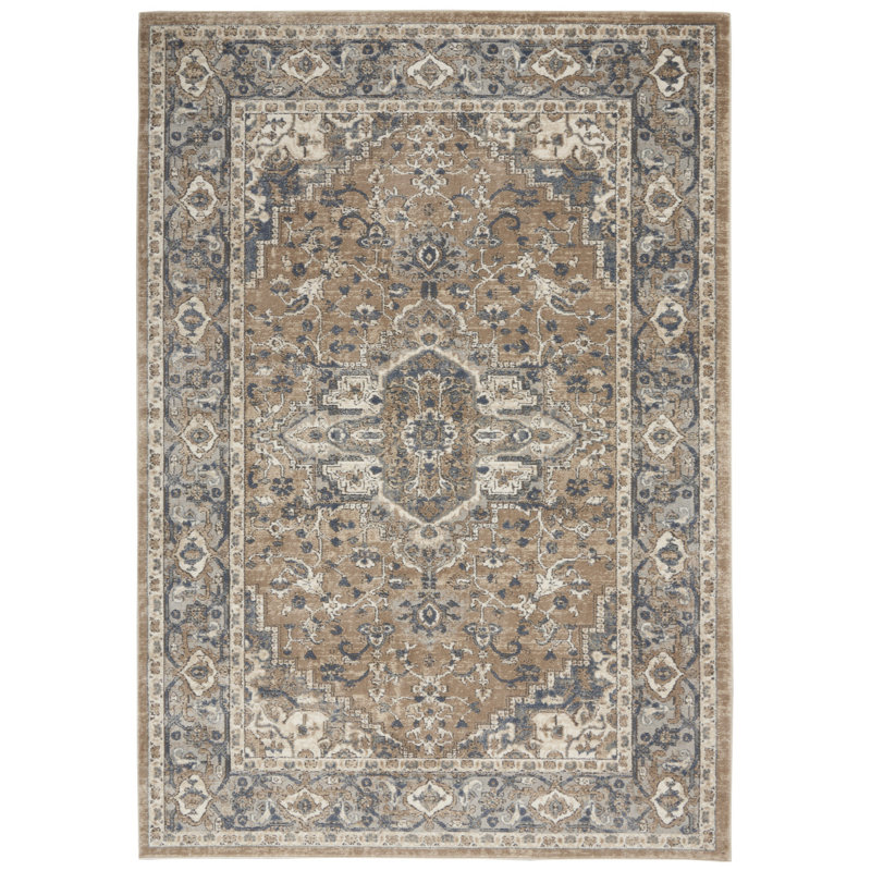Tapis beige antidérapant tissé à la machine 4 pi x 6 pi