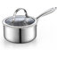Casserole standard en acier inoxydable 3 pintes avec couvercle en verre, compatible avec toutes les surfaces de cuisson