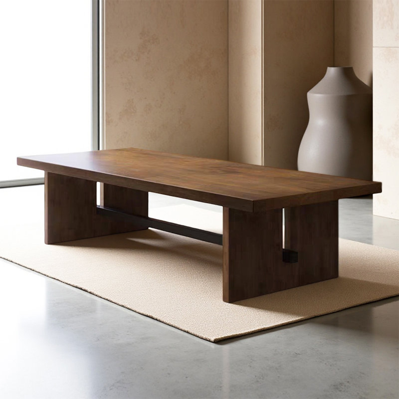 Industrial-style solid wood rectangular dining table, 29.5" H x 94.5" W x 39.4" D