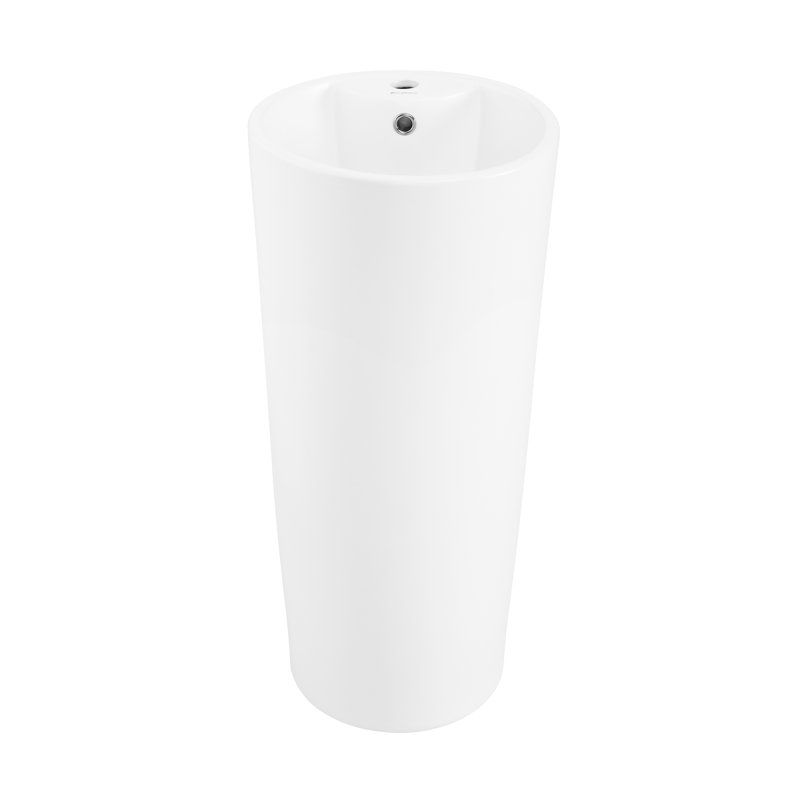 Monaco Circular Basin Pedestal Sink, Matte White
