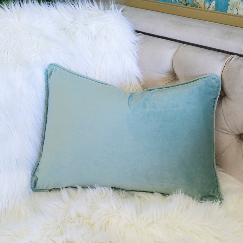 Coussin lombaire brodé citrouille, Rectangle H 14 po x l 20 po, Bleu clair bébé