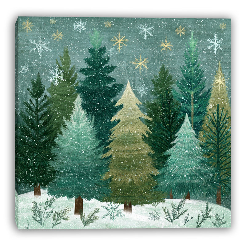 Art mural sur toile Starlit Evergreen Forest, H 40 po x l 40 po
