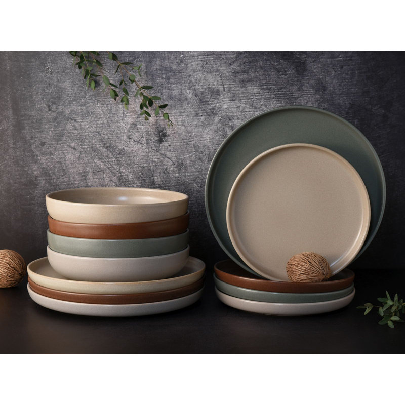 Uno 12 pcs. Stoneware Dinnerware, Natural