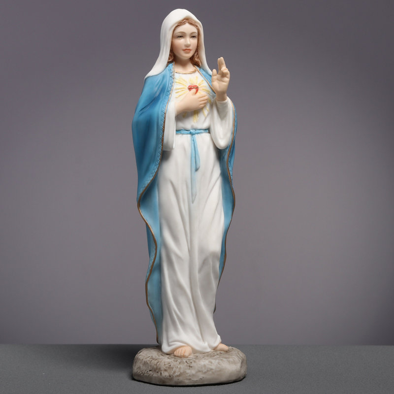 Figurine en polyrésine de 6,1 pouces de hauteur Le cœur immaculé de Marie