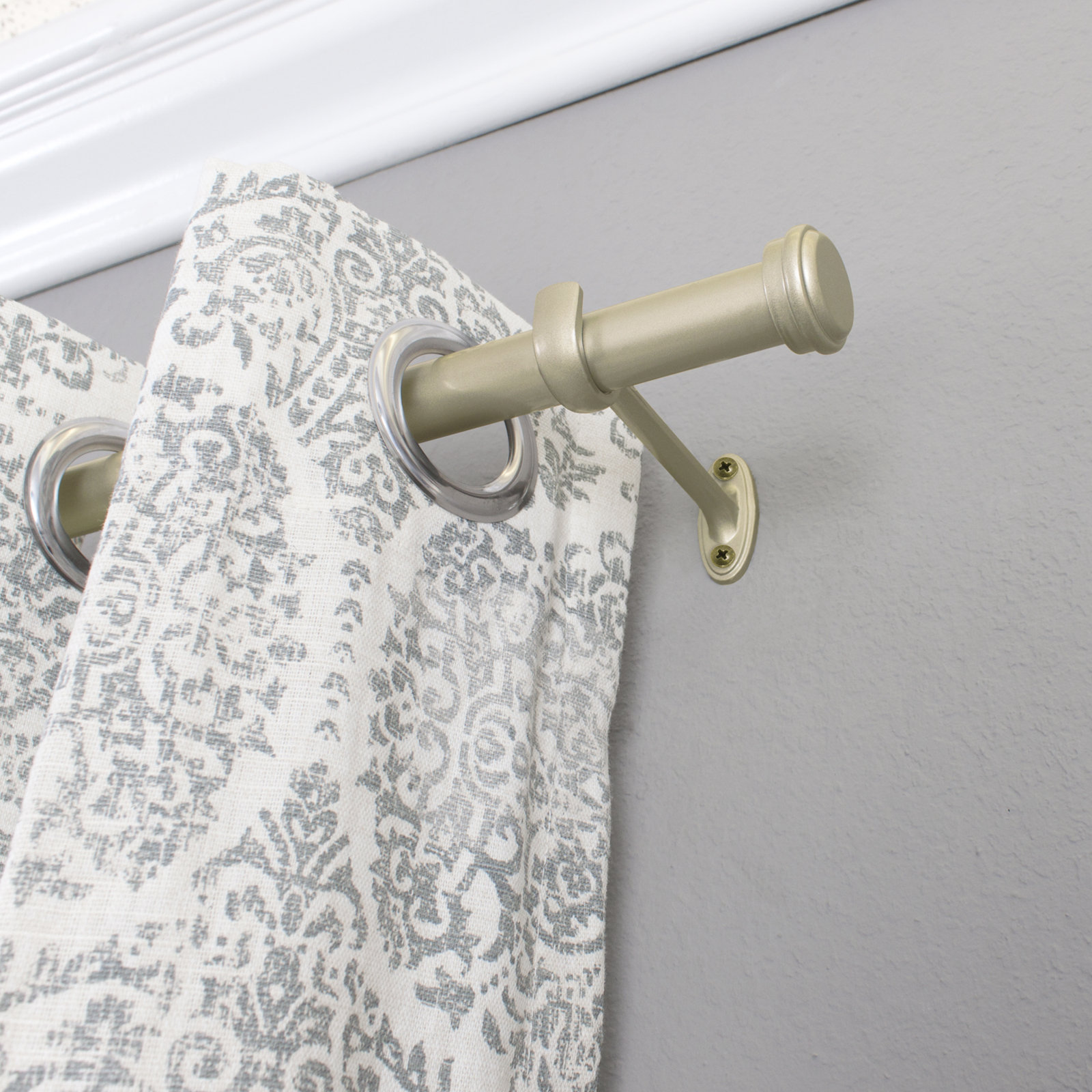 Linc Metal Single Curtain Rod, 36"-72" W, Light Gold