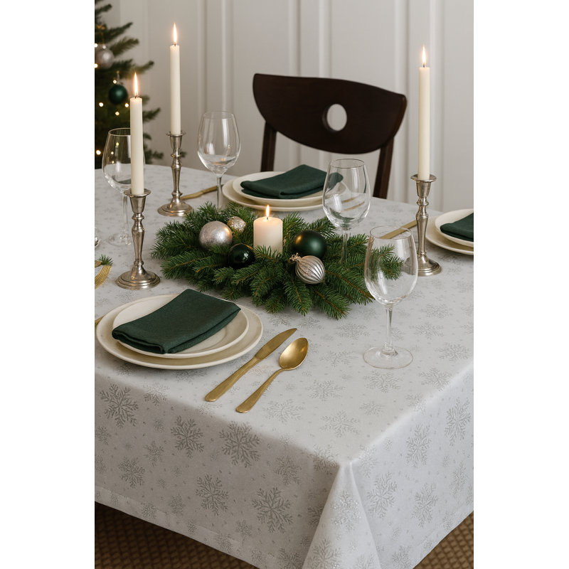 Snowfall Tablecloth, 59" L x 59" W