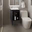 Meuble-lavabo large à une porte Saju, avec lavabo en résine et une tablette, rangement pour salle de bain, noir-872870481