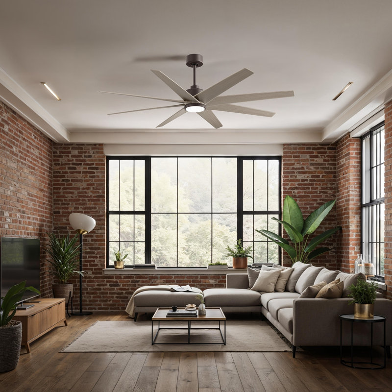 Ariella - Eight Blade Ceiling Fan - Integrated LED, Textured Bronze, Gray Ash Tone