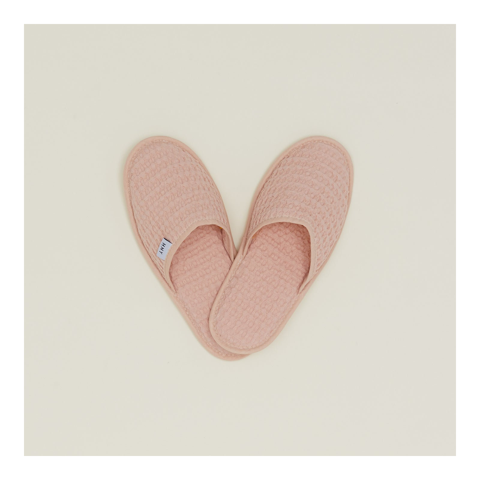 Simple Cotton Waffle Slippers, Medium, Blush