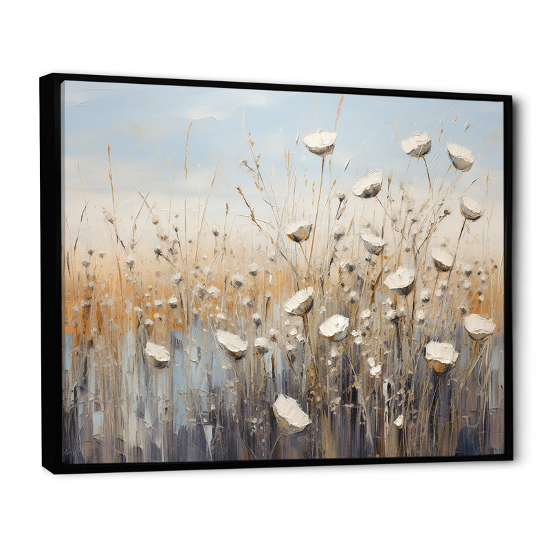 Minimalisme Wildflower Wonderland II sur toile, Cadre flottant noir, H 12 po x l 20 po x P 1 po