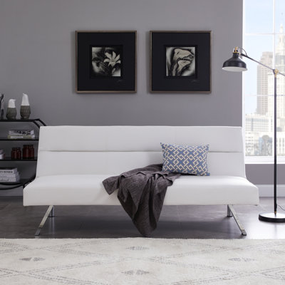 Curstin 38.6 " Faux Leather Convertible Sofa