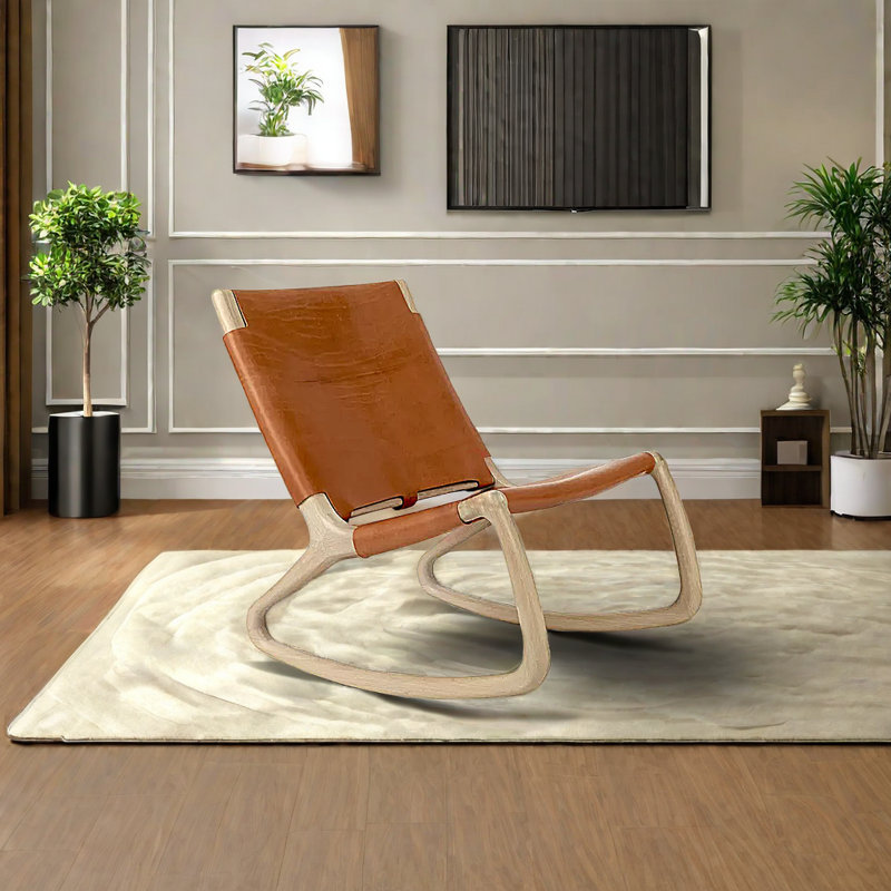 Chaise berçante moderne simple, Orange, Brun orangé