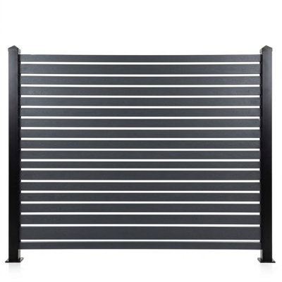 6ft High Aluminium Slatted Fence Kit with 50mm Slats - Modern Garden Fencing (Black & Anthracite Grey)