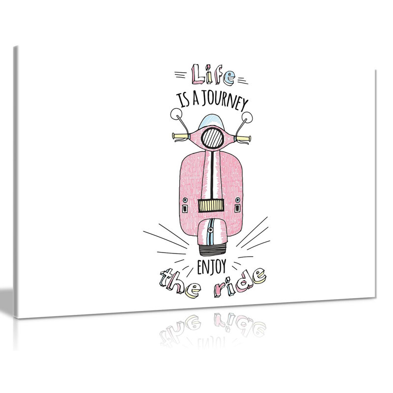 Scooter Life Quote 1 Piece Wrapped Canvas Wall Art, 20cm H x 31cm W