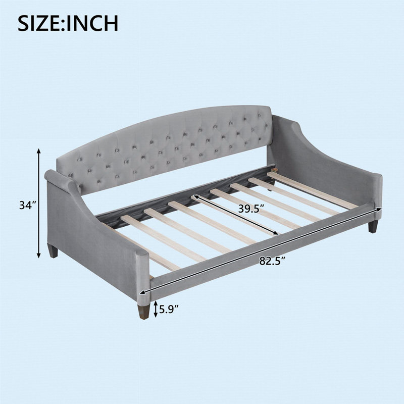Modern Luxury Tufted Button Daybed, Twin, Gray