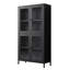 Armoire de rangement classique en métal avec 4 portes en verre et 4 tablettes avec armoire et armoire latérale pour bureau à domicile, salon, cuisine, couloir